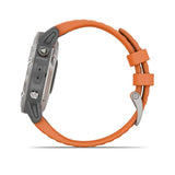 Garmin, fenix 6, Sapphire, Watch, Watch Color: Grey, Wristband: Orange - Silicone, 010-02158-13