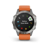 Garmin, fenix 6, Sapphire, Watch, Watch Color: Grey, Wristband: Orange - Silicone, 010-02158-13
