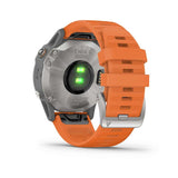 Garmin, fenix 6, Sapphire, Watch, Watch Color: Grey, Wristband: Orange - Silicone, 010-02158-13