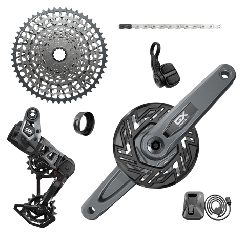 GX T-Type Eagle E-MTB Bosch Transmission AXS Groupset (RD w/Battery/Charger/Cord, EC POD, FC GX Bosch ISIS 160 w/cap, CR T-Type 36T,Clip-on Guard, CN 126l, CS XS-1275 10-52t)