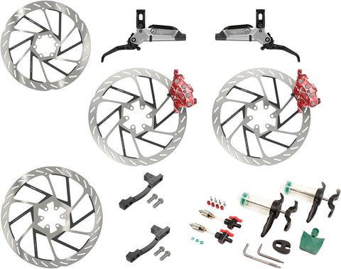 SRAM Maven Ultimate Stealth Expert Disc Brake Kit - Front/Rear Levers Front/Rear Red Splash Calipers Adapters 4 Rotors Bleed Kit