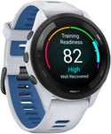 Garmin Forerunner 265 GPS Smartwatch - 46mm Black Bezel with Whitestone Case Whitestone/Tidal Blue Silicone Band