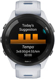 Garmin Forerunner 265 GPS Smartwatch - 46mm Black Bezel with Whitestone Case Whitestone/Tidal Blue Silicone Band