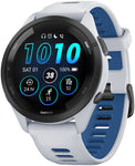 Garmin Forerunner 265 GPS Smartwatch - 46mm Black Bezel with Whitestone Case Whitestone/Tidal Blue Silicone Band