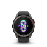 Garmin fenix 8, 51 mm, MicroLED, Sapphire, Carbon Gray DLC Titanium with Black/Pebble Gray Silicone Band