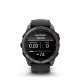 Garmin fenix 8, 51 mm, MicroLED, Sapphire, Carbon Gray DLC Titanium with Black/Pebble Gray Silicone Band
