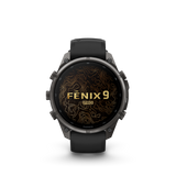 Garmin fenix 9 Pro – 47 mm Carbon Gray DLC Titanium with Black/Pebble Gray Silicone Band