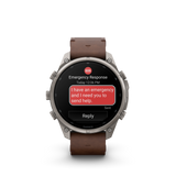 Garmin fenix 9 Pro – inReach, 47 mm Titanium with Walnut Leather Band