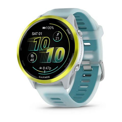 Garmin Forerunner 570 - 47mm  Amp Yellow Aluminum with Translucent Whitestone Turquoise Band
