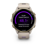 Garmin Forerunner 970  Soft Gold Titanium with French Gray Case and French Gray Translucent Indigo Band