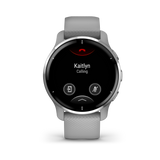 Garmin Venu 2 Plus, Silver Stainless Steel Bezel with Powder Gray Case and Silicone Band