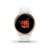 Garmin Venu 2S, Rose Gold Stainless Steel Bezel with White Case and Silicone Band