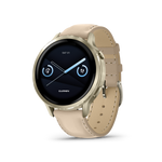 Garmin Venu 4 – 41 mm Lunar Gold with Bone Silicone Band and Light Sand Leather Band