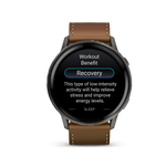 Garmin Venu 4 – 45 mm Slate with Black Silicone Band and Brown Leather Band