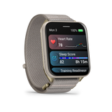 Garmin Venu X1 Soft Gold with Titanium Caseback and French Gray Nylon Band
