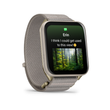 Garmin Venu X1 Soft Gold with Titanium Caseback and French Gray Nylon Band