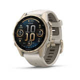Garmin fenix 8, 43 mm, AMOLED, Sapphire, Soft Gold with Fog Gray/Dark Sandstone Silicone Band