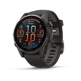 Garmin fenix 8, 43 mm, AMOLED, Sapphire, Carbon Gray DLC Titanium with Black/Pebble Gray Silicone Band