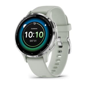 Venu 3S Silver Stainless Steel Bezel with Sage Gray Case and Silicone Band