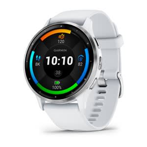 Venu 3 Silver Stainless Steel Bezel with Whitestone Case and Silicone Band