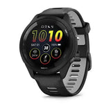 Garmin Forerunner 265 GPS Smartwatch - 46mm Black Bezel and Case Black/Powder Gray Silicone Band