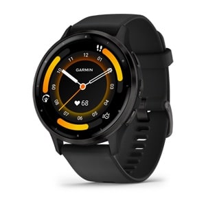 Venu 3 Slate Stainless Steel Bezel with Black Case and Silicone Band