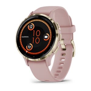 Venu 3S Soft Gold Stainless Steel Bezel with Dust Rose Case and Silicone Band