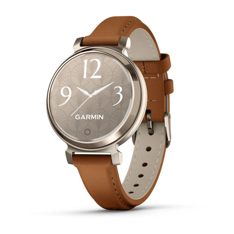 Garmin Lily 2 Classic Cream Gold with Tan Leather Band