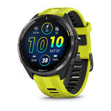 Garmin Forerunner 965, Carbon Gray DLC Titanium Bezel with Black Case and Amp Yellow/Black Silicone Band