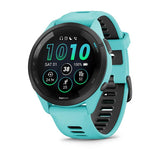 Garmin Forerunner 265, Black Bezel with Aqua Case and Aqua/Black Silicone Band