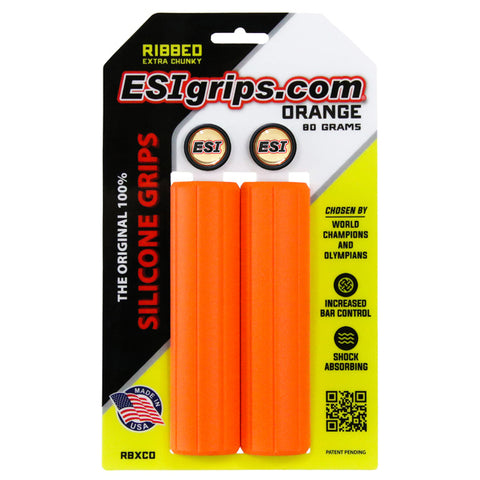 ESI MTB Ribbed Extra Chunky Silicone Grips, Orange