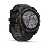 Garmin fenix 8, 47 mm, Solar, Sapphire, Carbon Gray DLC Titanium with Black/Pebble Gray Silicone Band