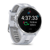 Garmin Forerunner 965, Titanium Bezel with Whitestone Case and Whitestone/Powder Gray Silicone Band