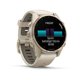 Garmin fenix 8, 43 mm, AMOLED, Sapphire, Soft Gold with Fog Gray/Dark Sandstone Silicone Band
