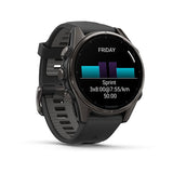 Garmin fenix 8, 43 mm, AMOLED, Sapphire, Carbon Gray DLC Titanium with Black/Pebble Gray Silicone Band