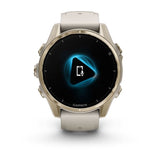 Garmin fenix 8, 43 mm, AMOLED, Sapphire, Soft Gold with Fog Gray/Dark Sandstone Silicone Band