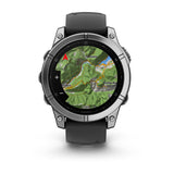 Garmin fenix E, 47 mm, AMOLED, Stainless Steel with Black Silicone Band