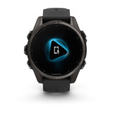 Garmin fenix 8, 43 mm, AMOLED, Sapphire, Carbon Gray DLC Titanium with Black/Pebble Gray Silicone Band