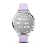Garmin Lily 2 Active, Silver with Purple Jasmine Silicone Band