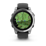 Garmin fenix E, 47 mm, AMOLED, Stainless Steel with Black Silicone Band