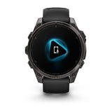 Garmin fenix 8, 47 mm, AMOLED, Sapphire, Carbon Gray DLC Titanium with Black/Pebble Gray Silicone Band