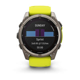 Garmin fenix 8, 51 mm, Solar, Sapphire, Titanium with Amp Yellow/Graphite Silicone Band