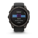 Garmin fenix 8, 51 mm, Solar, Sapphire, Carbon Gray DLC Titanium with Black/Pebble Gray Silicone Band