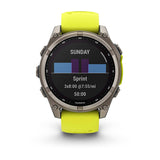 Garmin fenix 8, 47 mm, Solar, Sapphire, Titanium with Amp Yellow/Graphite Silicone Band