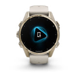 Garmin fenix 8, 43 mm, AMOLED, Sapphire, Soft Gold with Fog Gray/Dark Sandstone Silicone Band