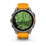 Garmin fenix 8, 47 mm, AMOLED, Sapphire, Titanium with Spark Orange/Graphite Silicone Band