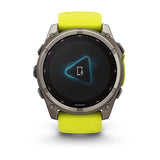 Garmin fenix 8, 51 mm, Solar, Sapphire, Titanium with Amp Yellow/Graphite Silicone Band