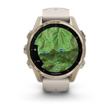 Garmin fenix 8, 43 mm, AMOLED, Sapphire, Soft Gold with Fog Gray/Dark Sandstone Silicone Band