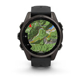 Garmin fenix 8, 43 mm, AMOLED, Sapphire, Carbon Gray DLC Titanium with Black/Pebble Gray Silicone Band