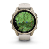 Garmin fenix 8, 43 mm, AMOLED, Sapphire, Soft Gold with Fog Gray/Dark Sandstone Silicone Band